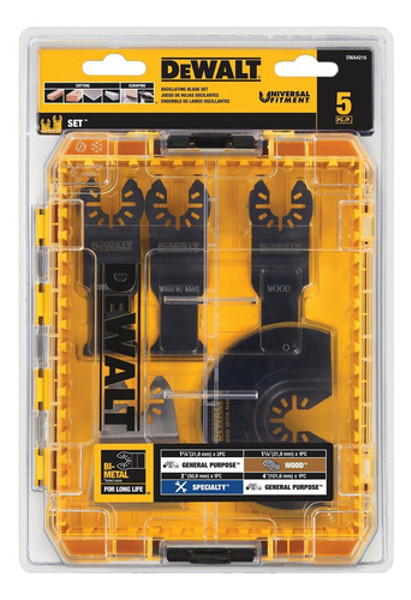 JOGO DE 05PCS MULTICORTADORA OCILANTES COM ESTOJO DEWALT - DWA4216