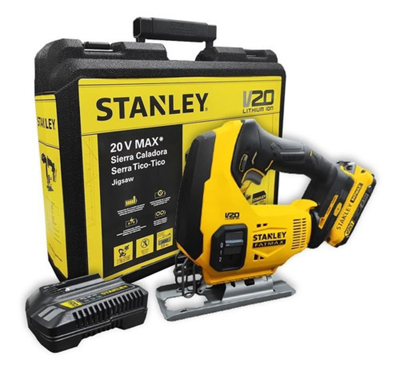 SERRA TICO TICO A BATERIA 20V COMPLETA COM MALETA STANLEY - SCJ600D1K-BR