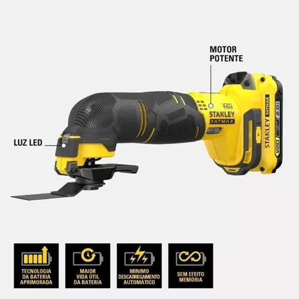 MULTIFERRAMENTA OSCILANTE BATERIA 20V COMPLETA COM MALETA STANLEY - SCT500D1K-BR