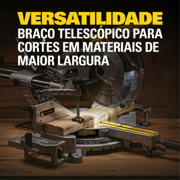 SERRA MEIA ESQUADRIA 10" COM 1800W E BRACO TELESCOPICO STANLEY - SM18-B2 220V