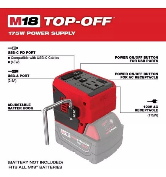 FONTE DE ALIMENTACAO BATERIA 18V MILWAUKEE 2846-20