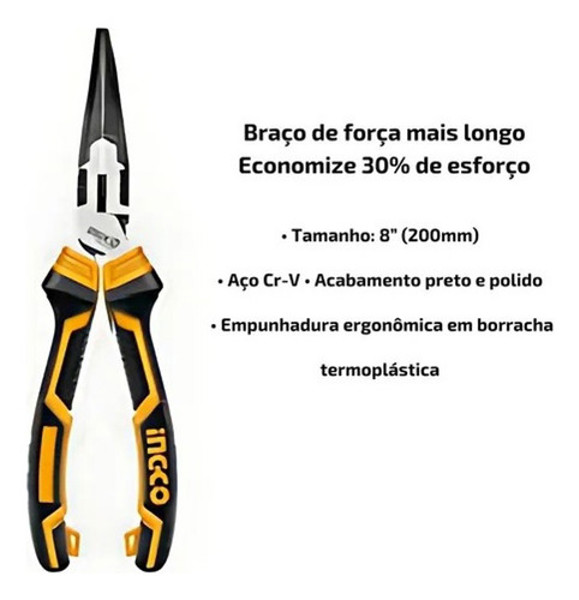 ALICATE BICO 8" 20CM ALTA PERFORMANCE INGCO - HHLNP28200