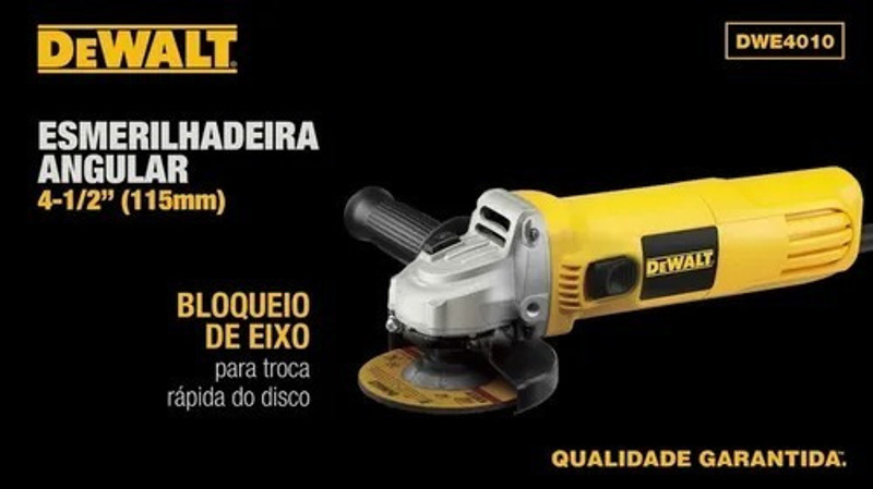 ESMERILHADEIRA ANGULAR 4.1/2'' COM 750W E MALETA DEWALT - DWE4010K 220V
