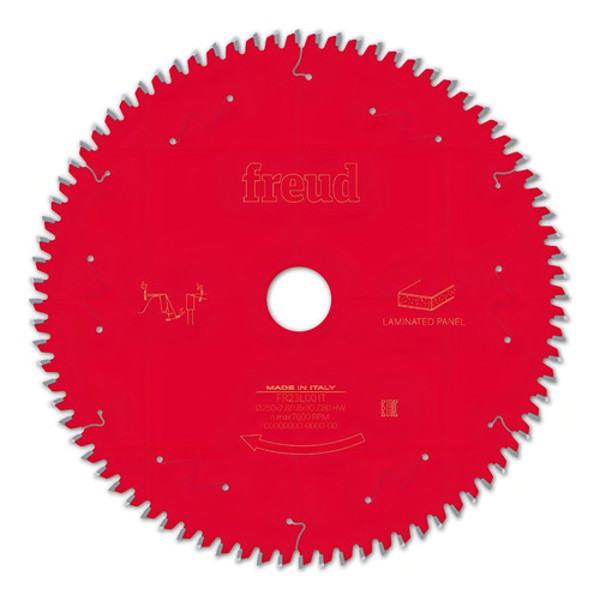 DISCO CORTE MDF DE 250MM COM 80 DENTES ALTERNADOS FREUD - FR23L001T VERMELHO