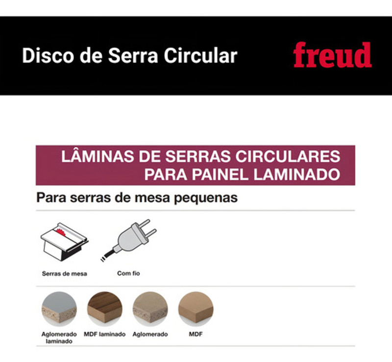 DISCO CORTE MDF DE 250MM COM 80 DENTES ALTERNADOS FREUD - FR23L001T VERMELHO