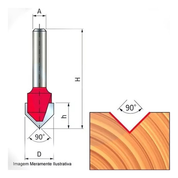 FRESA DE 90° EM "V" COM HASTE DE 6MM FREUD - 20-10406P