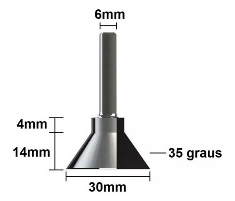FRESA PERFIL CAVA 35° DE 30MM COM HASTE 06MM RADIX - 2059135.01