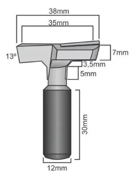 FRESA DE CORTE PARA CANALETADO 35/38MM COM HASTE 12MM RADIX - 18L3538.06
