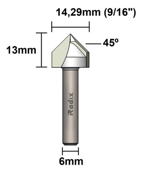 FRESA DE CORTE EM "V" COM HASTE 06MM RADIX - 2059070.01