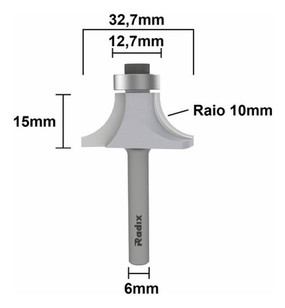 FRESA DE ARRENDODAR COM ROLAMENTO D-32.7MM E HASTE DE 6MM RADIX - 1974115.01