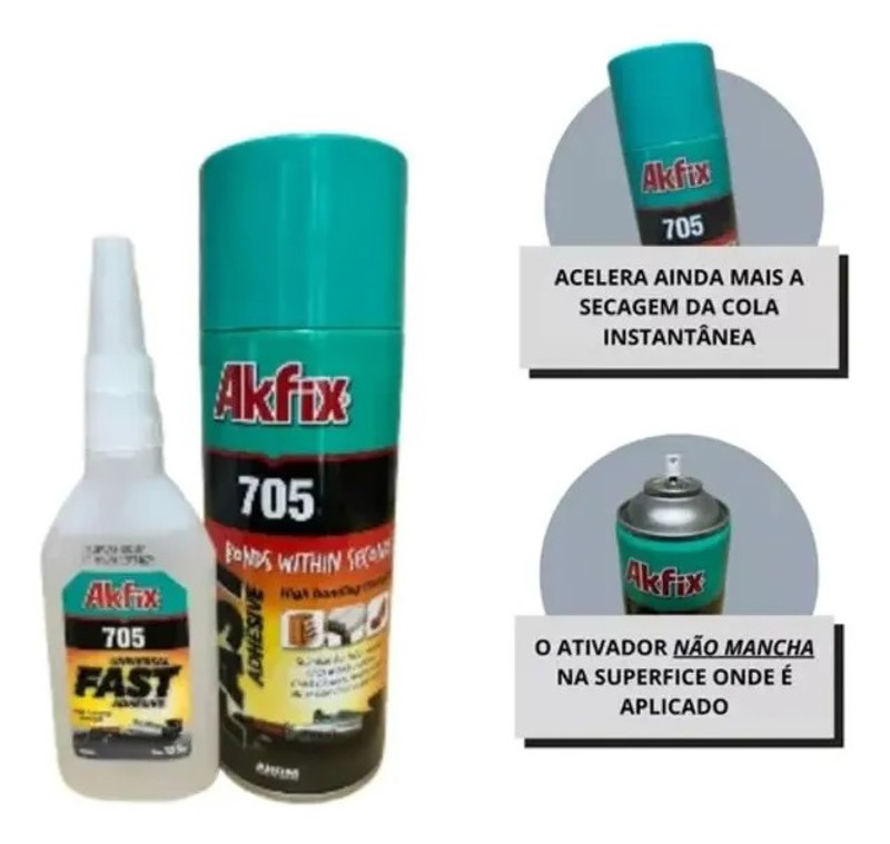 KIT MDF COM COLA INSTANTANEA DE 100G / 400ML AKFIX - 705