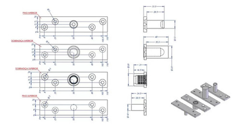 PINO PIVOTANTE DE ACO PARA 300KG STAM - 76834