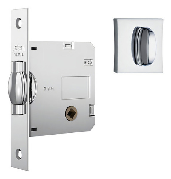 FECHADURA DE BANHEIRO PIVOTANTE COM ROSETA QUADRADA STAM - 1025 WC CROMADA