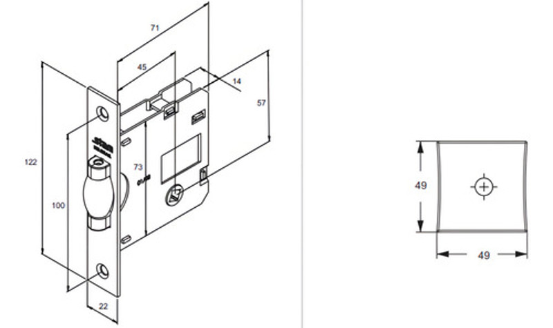FECHADURA DE BANHEIRO PIVOTANTE COM ROSETA QUADRADA STAM - 1025 WC CROMADA