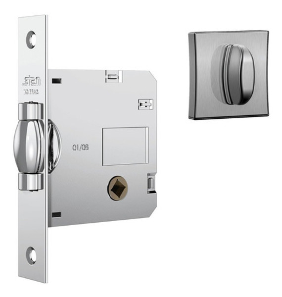 FECHADURA DE BANHEIRO PIVOTANTE COM ROSETA QUADRADA STAM - 1025 WC ESCOVADA