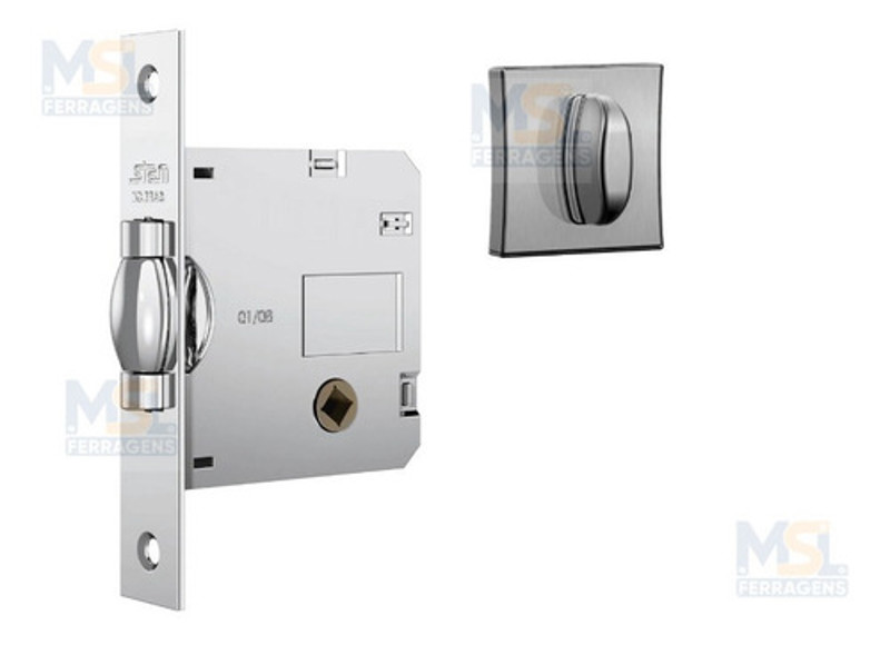 FECHADURA DE BANHEIRO PIVOTANTE COM ROSETA QUADRADA STAM - 1025 WC ESCOVADA