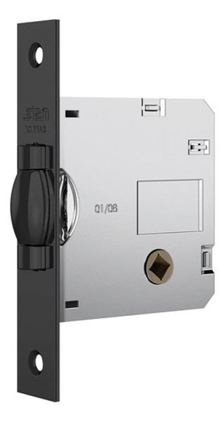 FECHADURA DE BANHEIRO PIVOTANTE COM ROSETA QUADRADA STAM - 1025 WC PRETA