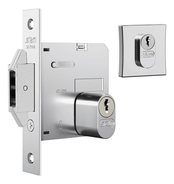 FECHADURA DE CORRER COM ROSETA (ASA AVIAO) STAM - QUADRADA 1006 CROMADA