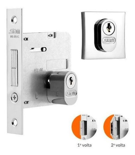 FECHADURA DE CORRER COM ROSETA (ASA AVIAO) STAM - QUADRADA 1006 CROMADA