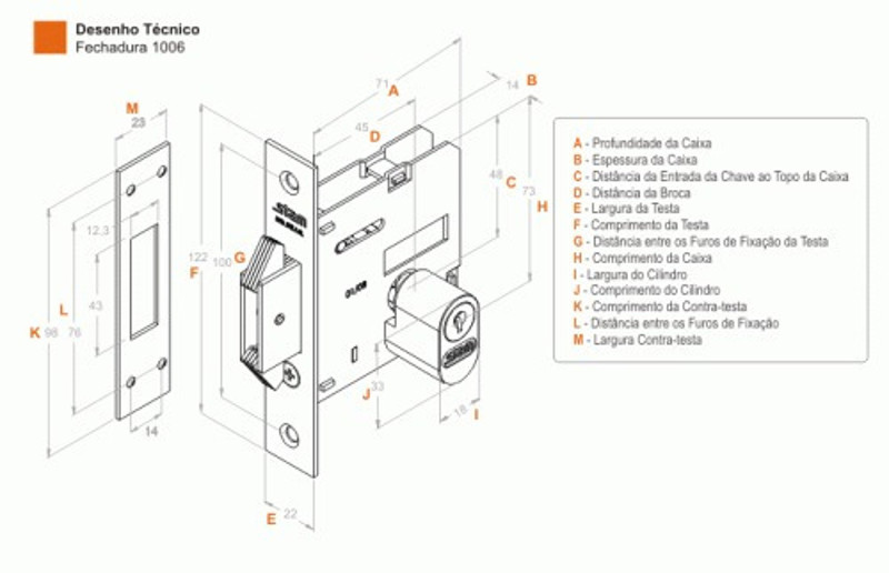 FECHADURA DE CORRER COM ROSETA (ASA AVIAO) STAM - QUADRADA 1006 CROMADA