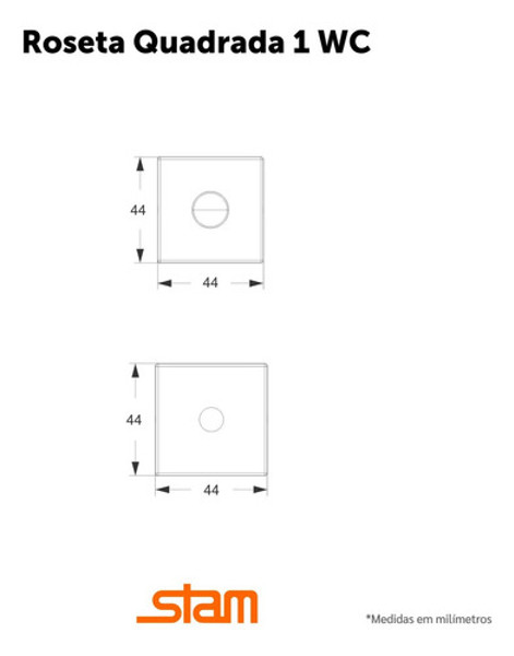 FECHADURA DE BANHEIRO "3200" COM ROSETA QUADRADA STAM - CLASSIC 3200 WC CROMADA