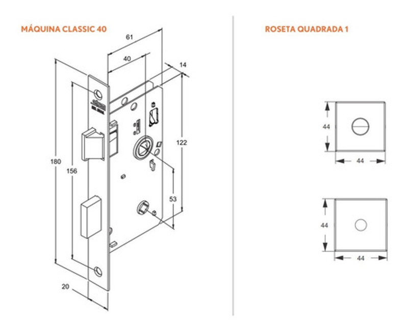 FECHADURA DE BANHEIRO "3200" COM ROSETA QUADRADA STAM - CLASSIC 3200 WC ESCOVADA