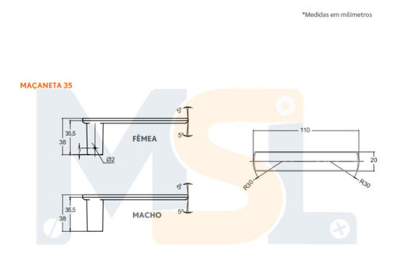 FECHADURA DE BANHEIRO "35" COM ROSETA QUADRADA STAM - 823/35 WC ESCOVADA