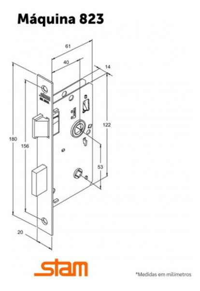 FECHADURA DE BANHEIRO "35" COM ROSETA QUADRADA STAM - 823/35 WC ESCOVADA