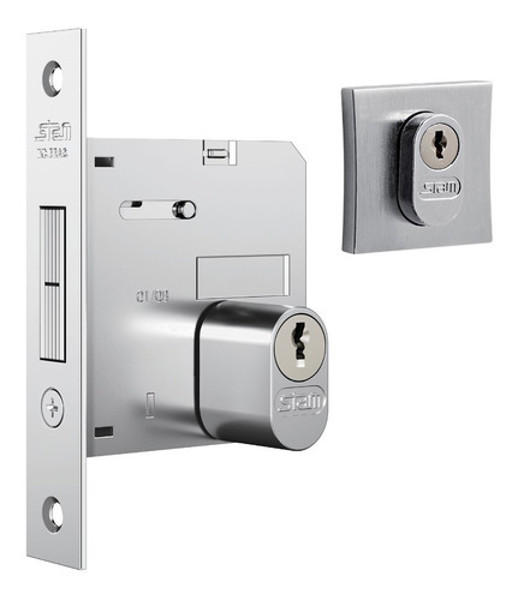 FECHADURA DE CORRER COM ROSETA (ASA AVIAO) STAM - QUADRADA 1006 ESCOVADA