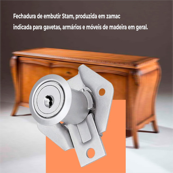 FECHADURA DE GAVETA CANO CURTO DE 22MM STAM - 301