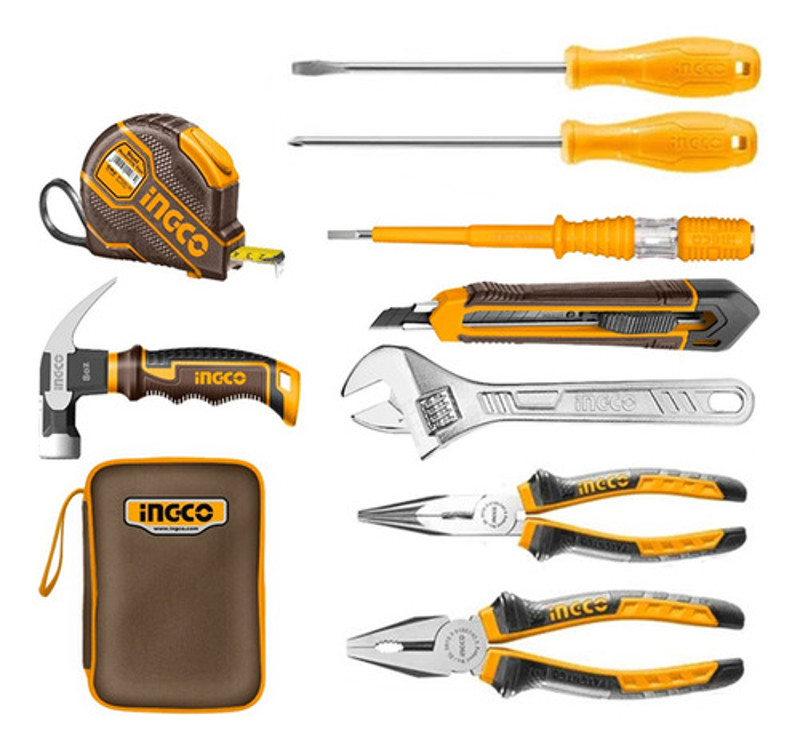 JOGO DE 09PCS COM FERRAMENTAS E BOLSA INGCO - HKTH20809