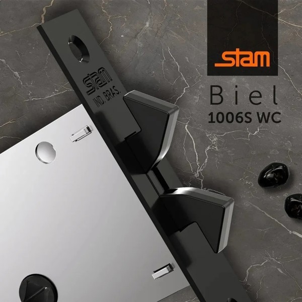 FECHADURA DE CORRER PARA BANHEIRO (ASA AVIAO) STAM - 1006S WC REDONDA PRETA