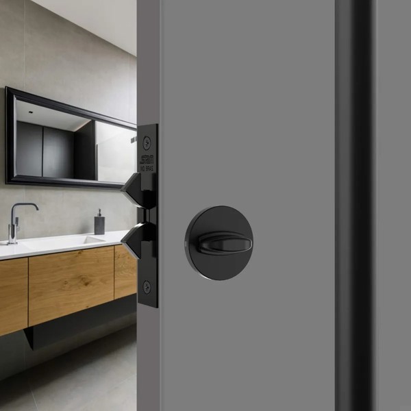 FECHADURA DE CORRER PARA BANHEIRO (ASA AVIAO) STAM - 1006S WC REDONDA PRETA