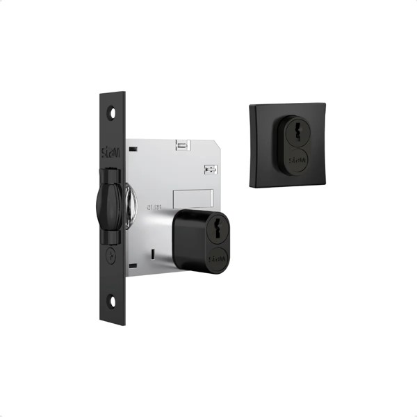 FECHADURA PIVOTANTE COM ROSETA QUADRADA STAM - 1005 DE 45MM PRETA
