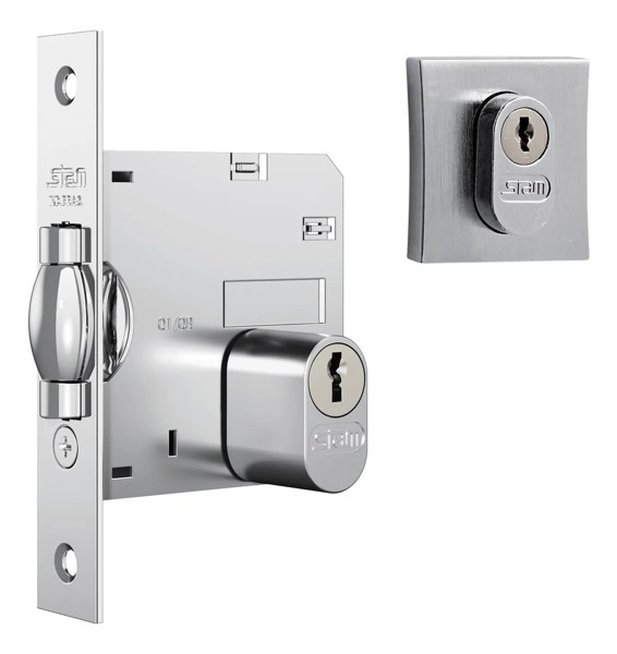 FECHADURA PIVOTANTE COM ROSETA QUADRADA STAM - 1005 DE 45MM ESCOVADA