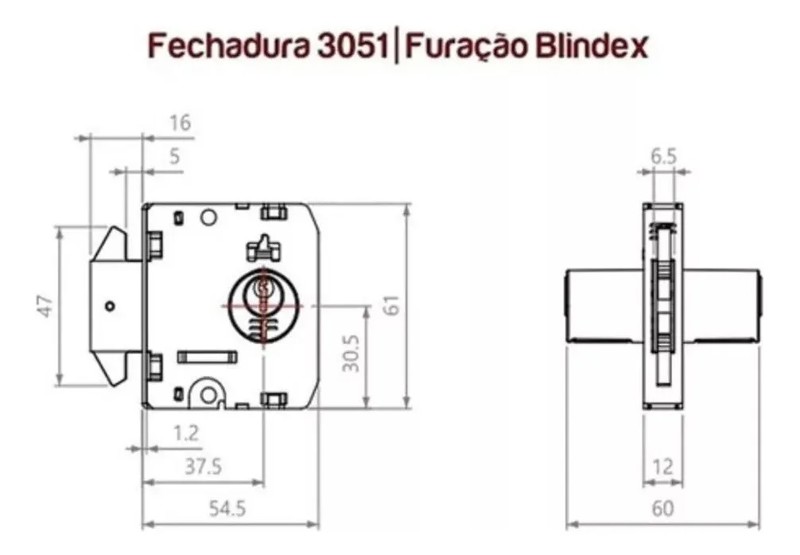 FECHADURA PARA PORTA DE VIDRO BLINDEX (ASA AVIAO) 3F - 3051CR CROMADA