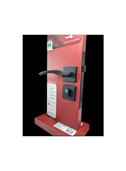 FECHADURA EXTERNA "119" COM ROSETA QUADRADA 3F - 740E11955PF PRETO