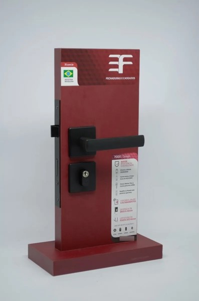 FECHADURA EXTERNA "117" COM ROSETA QUADRADA 3F - 740E11755PF PRETO