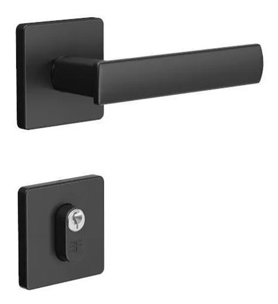 FECHADURA EXTERNA "117" COM ROSETA QUADRADA 3F - 740E11755PF PRETO