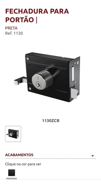 FECHADURA DE SOBREPOR SIMPLES PARA PORTAO 3F - 1130ZCR