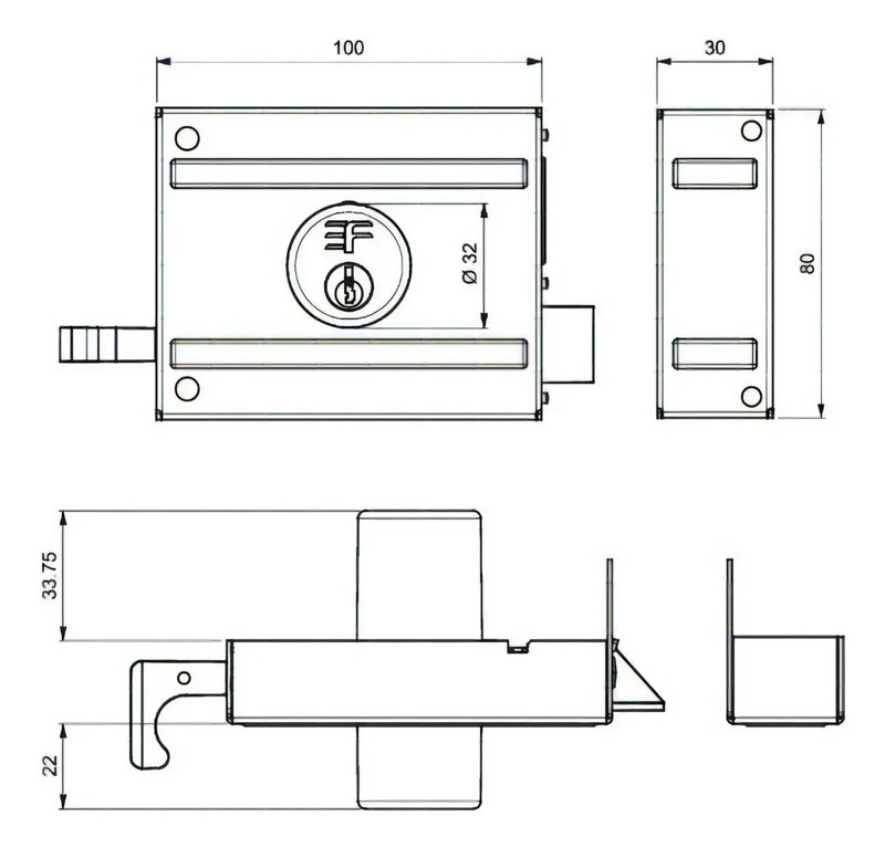 FECHADURA DE SOBREPOR SIMPLES PARA PORTAO 3F - 1130ZCR
