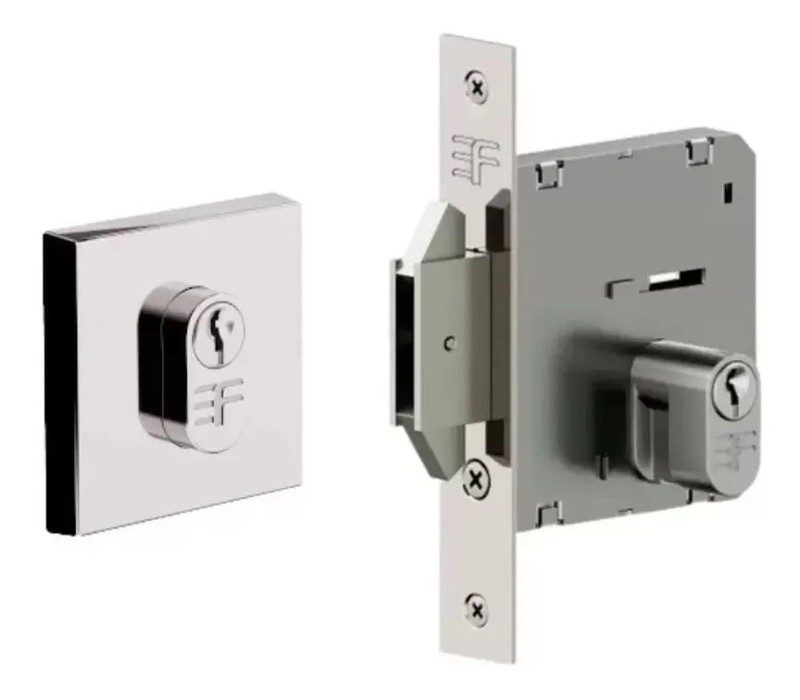 FECHADURA DE CORRER COM ROSETA (ASA AVIAO) 3F - QUADRADO 4145BP55/CR-Q CROMADA