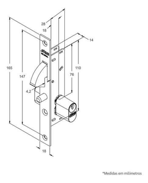 FECHADURA PARA PORTA DE PASSAGEM BICO PAPAGAIO ESTREITA  STAM - 901
