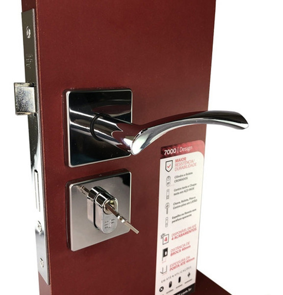 FECHADURA EXTERNA "119" COM ROSETA QUADRADA 3F - 740E11955CR CROMADA