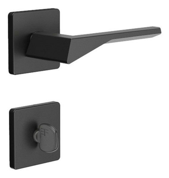 FECHADURA DE BANHEIRO "128" COM ROSETA QUADRADA 3F - 740B128PF PRETO