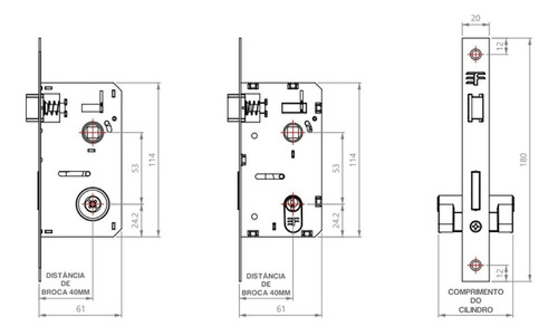 FECHADURA DE BANHEIRO "128" COM ROSETA QUADRADA 3F - 740B128PF PRETO