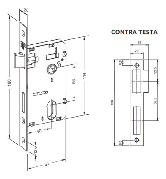 FECHADURA DE BANHEIRO "117" COM ROSETA QUADRADA 3F - 740B117CR CROMADA