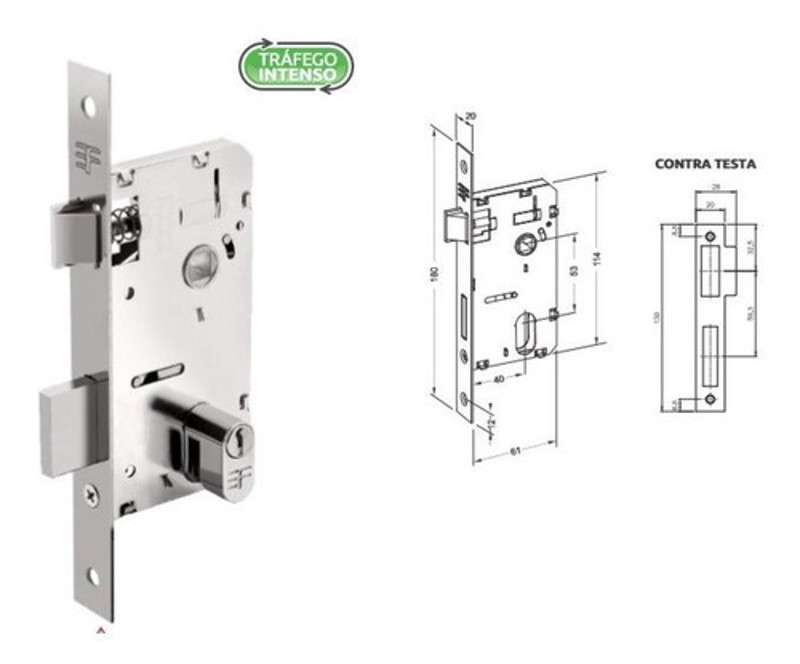 FECHADURA DE BANHEIRO "117" COM ROSETA QUADRADA 3F - 740B117CR CROMADA