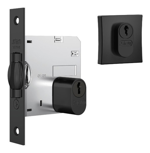 FECHADURA PIVOTANTE COM ROSETA QUADRADA STAM - 1005 DE 45MM PRETA