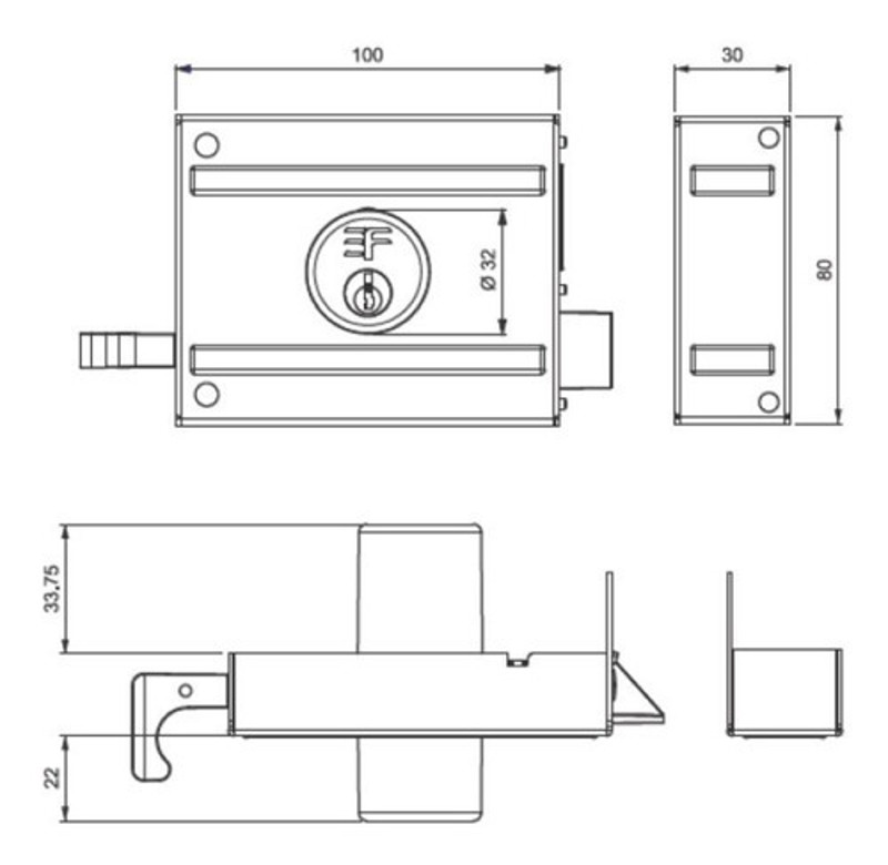 FECHADURA DE SOBREPOR TETRA PARA PORTAO 3F - 1130 TETRA